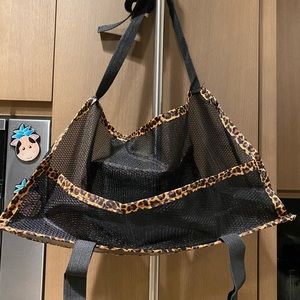 Car Net Pocket Handbag Holder, Seat Back Car Purse Holder (Leopard）